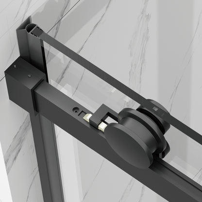 56-60" W × 72" H Frameless Sliding Shower Door,Waterproof Glass Shower Door with Upper Soft Closing System, 5/16" (8mm) Tempered Glass,Double Side Easy Clean Coat,Matte Black image 5