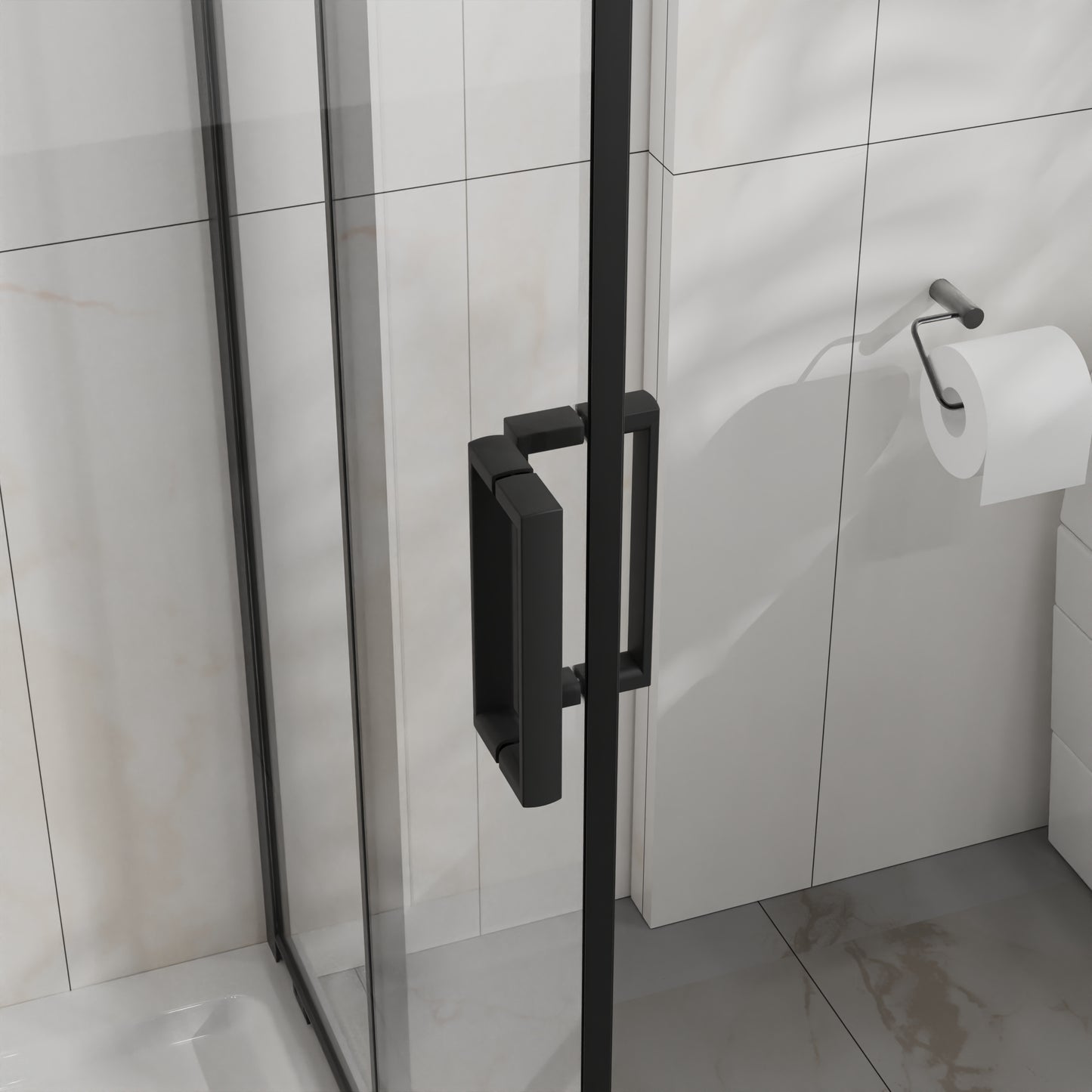 Goodyo Corner Shower Door 36 in.D x 36 in. W x 72 in. H, Shower Enclosure with 1/5 in. Clear Tempered Glass Panels, Sliding Opening, Black Finish Aluminum Framed image 9