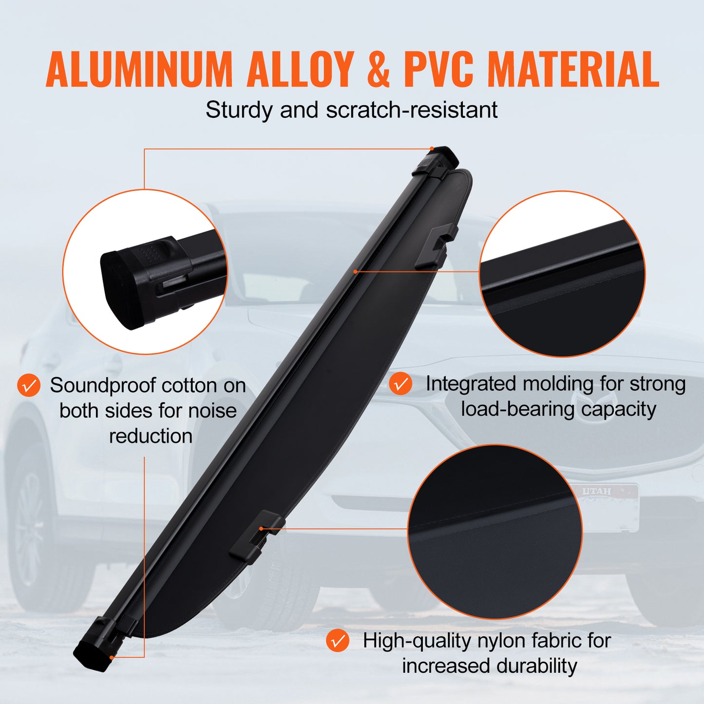 Retractable Cargo Cover for Mazda, Upgraded Waterproof Trunk Cover Security Shield Shade for Mazda CX-5 2017-2025 5-Seater, UV Resistant Rear Trunk Cover, Aluminum Alloy & PVC Leather Texture image 9