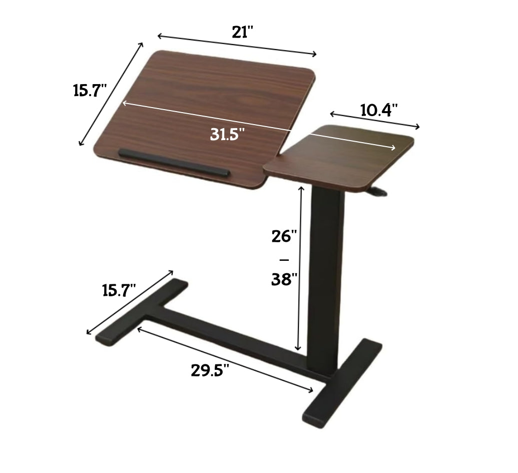 Bedside Table,Folding Overbed Bedside Desk Mobile Rolling Laptop Stand Tilting Overbed Table with Wheels Height Adjustable Tray Table for Laptop Bed Sofa Side Table (WALNUT) image 2
