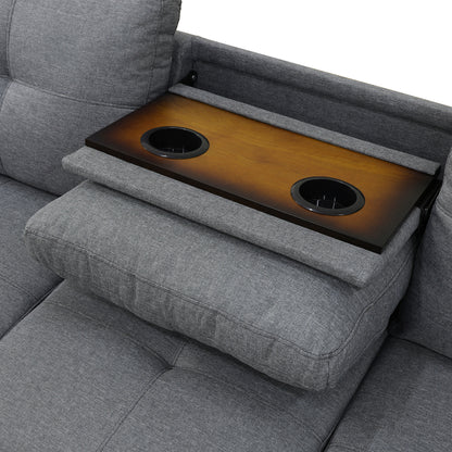 L shape Sectional Sofa Chair with cup holder - Dark Gray-Left image 3