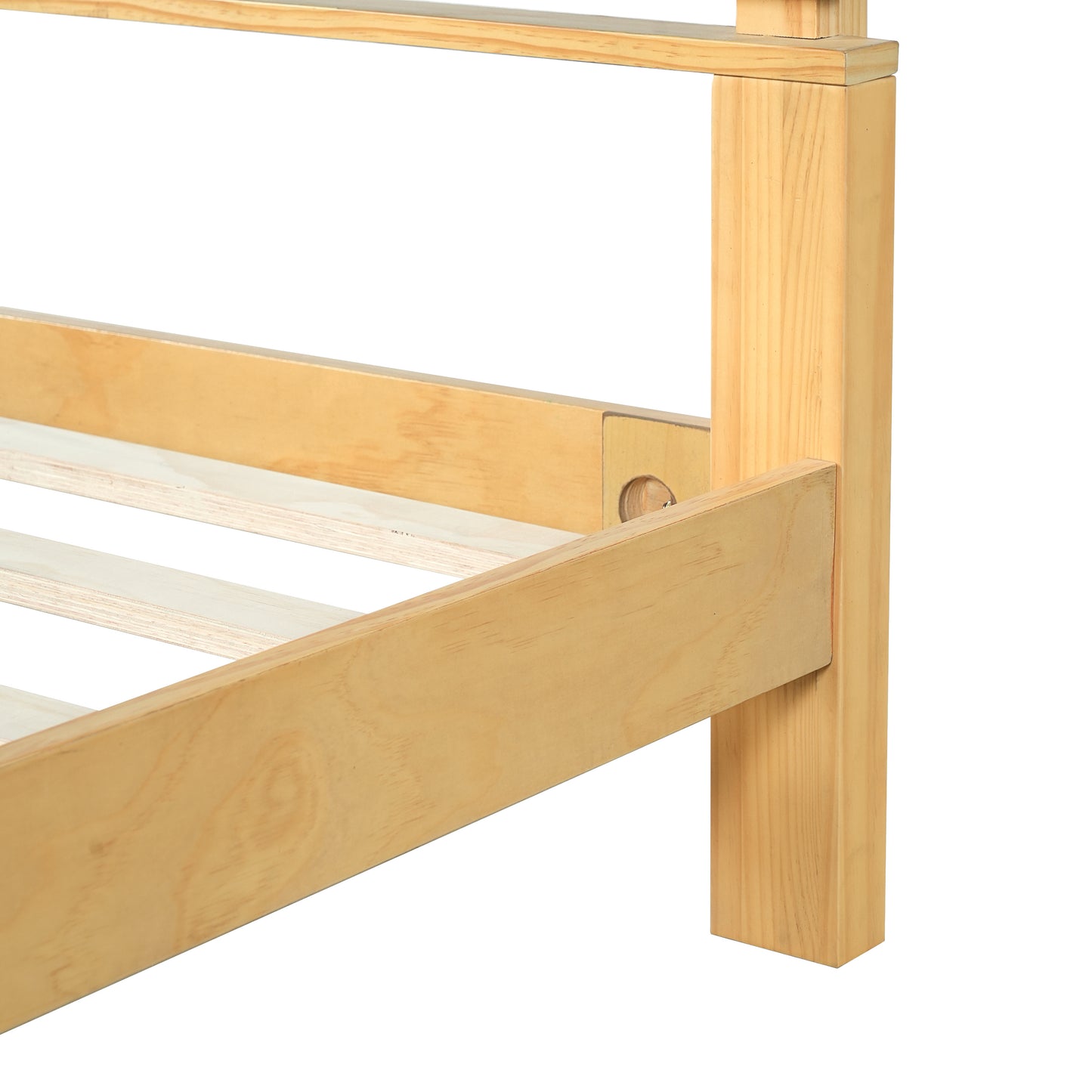 Premium Solid Wood Queen Size Platform Bed Frame with Horizontal Slat Headboard, Modern Natural Wood Bedroom Furniture, 600 lbs Weight Capacity,No Box Spring Needed, Fits All Mattresses image 10