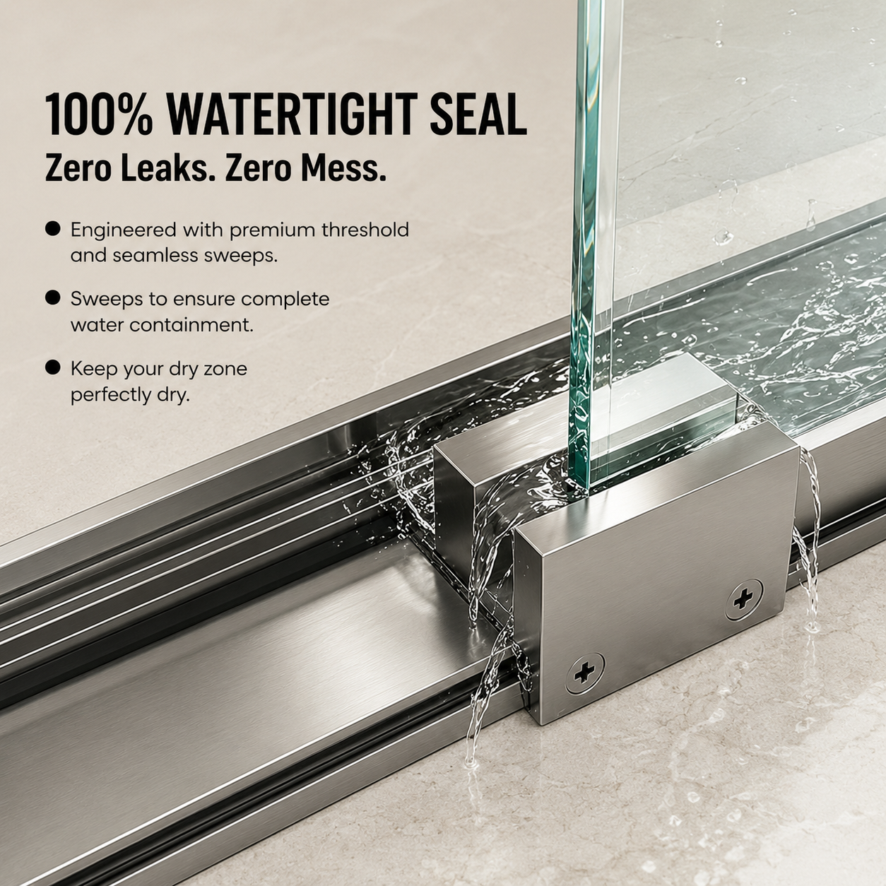 56-60" W x 72" H Framed Double Sliding Shower Door, 1/4" (6mm) Clear Tempered Glass with Safety Film and Nano Coating, Waterproof Seals, Chrome image 4