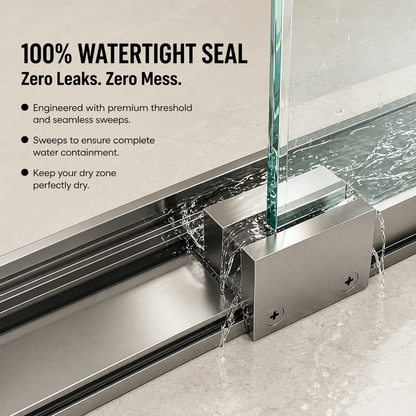 56-60" W x 72" H Framed Double Sliding Shower Door, 1/4" (6mm) Clear Tempered Glass with Safety Film and Nano Coating, Waterproof Seals, Chrome image 4