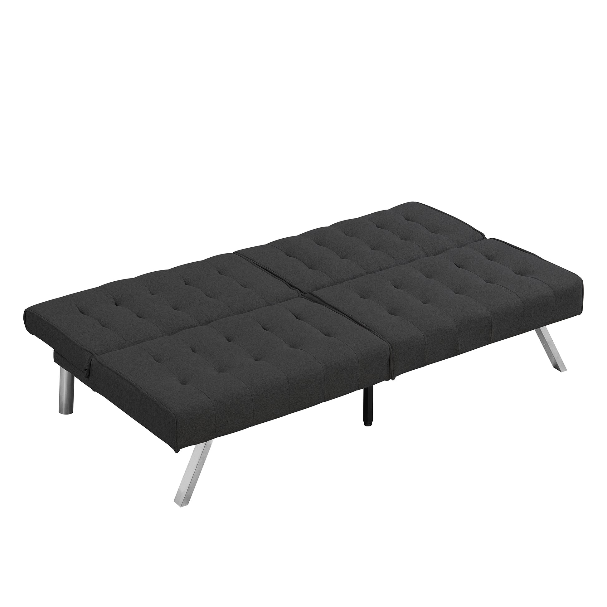 WOOD FRAME, STAINLESS LEG, FUTON, SOFA BED BLACK image 9
