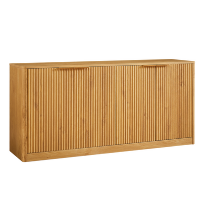 59-inch modern wavy sideboard, curved contour design storage cabinet, 4-door cabinet with storage function, suitable for kitchen/bedroom/living room, Natural, 59.0"L x 15.7"W x 27.7"H image 9