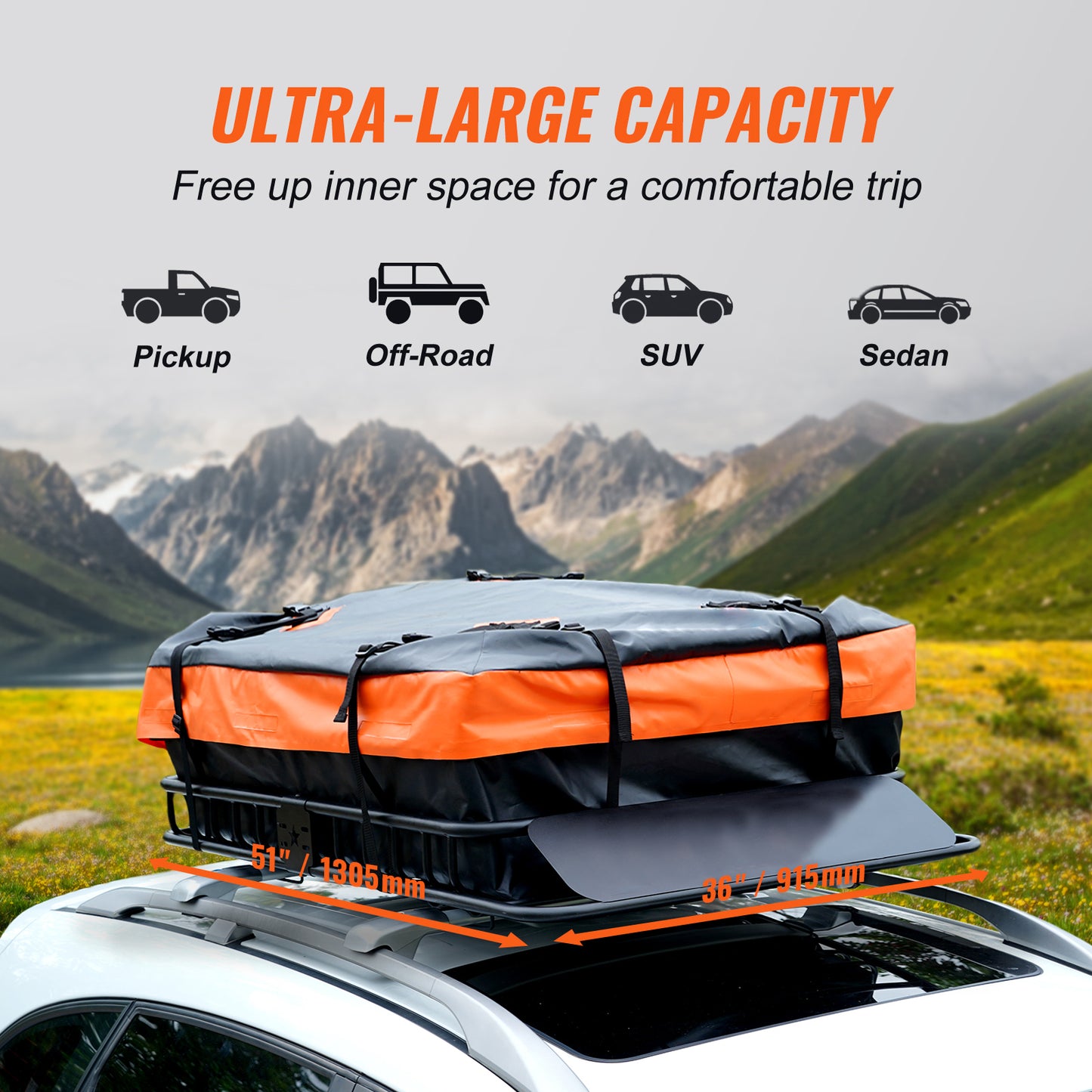 Roof Rack Cargo Basket 200 LBS 51"x36"x5" for SUV Truck with Luggage Bag image 12