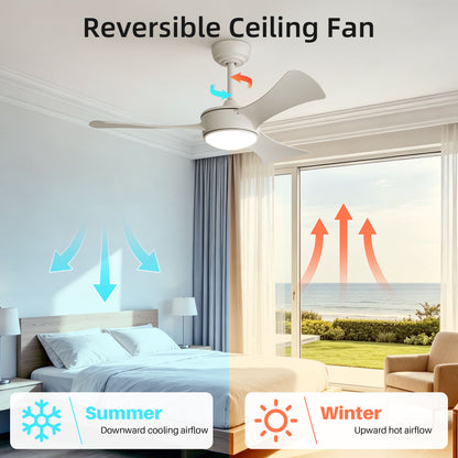 42-inch white ceiling fan with light, Quick-install, Dimmable, DC reversible motor, Timer function (1/4/8 hours), Light with memory function image 7