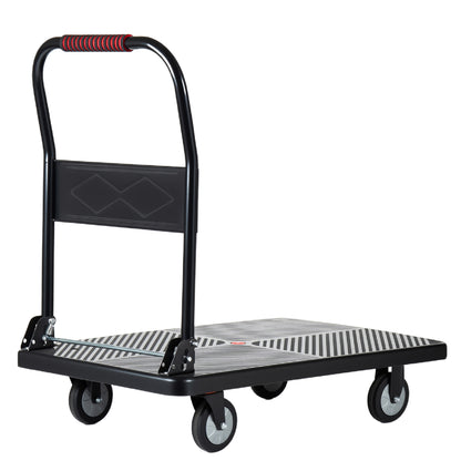 35-3/4" Long x 24" Wide Platform Truck, Foldable Handcart with 5'' TPR 360-Degree Silent Wheels, 660lbs Heavy-Duty Push Dolly Cart, 4 Steel Load-Bearing Beams for Warehouse Garage Home Use image 7