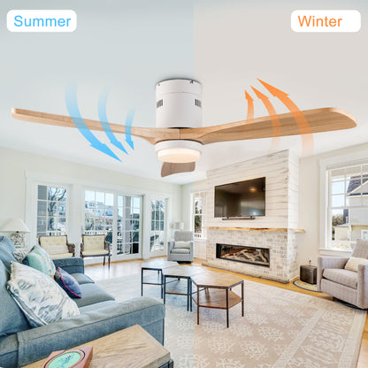 52 inch Low Profile Ceiling fan with Light and Remote Control, Flush Mount, Reversible, 3CCT, Dimmable, Noiseless, Ceiling Fan for Bedroom, Indoor/Outdoor Use image 5