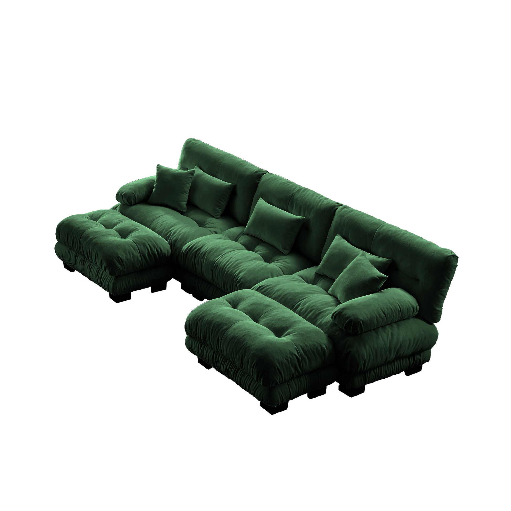 Luxury Modular Sectional Sofa Couch - Oversized U Shaped Cloud Couch for Living Room,Deep Seat Sofa Couch with 2 Ottomans,Chenille Green image 10
