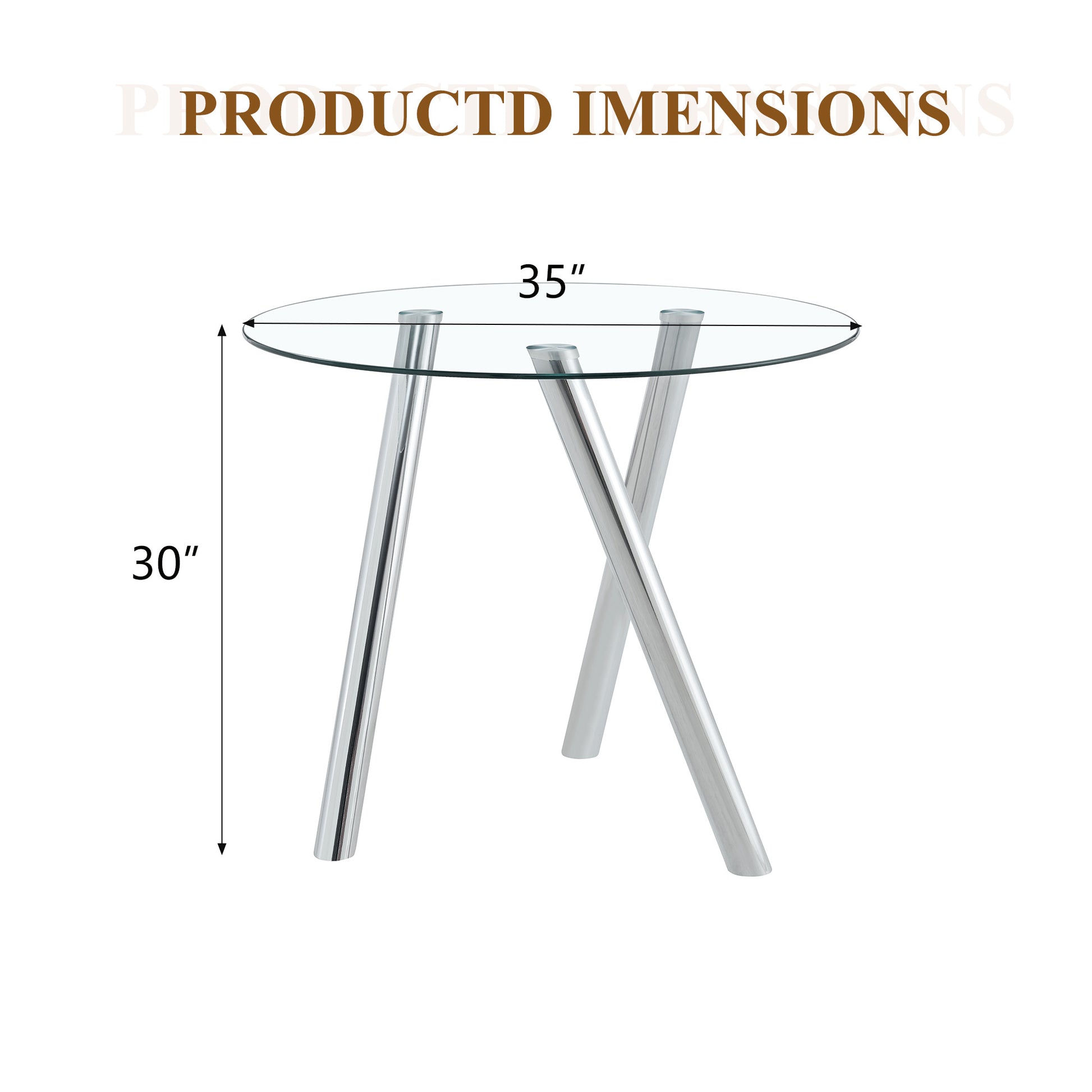 35-Inch Tempered Glass Dining Table with Sturdy Metal Legs image 3