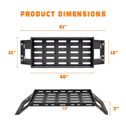 Black Rear Trunk Cargo Rack Basket Tray For 2007-2026 Jeep Wrangler JK JL Unlimited 4-Door (Exclude Sky One-Touch Power Top) Hardtop Heavy Duty Steel Interior Storage image 8