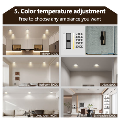 12-Pack 4 Inch Ultra-Thin LED Recessed Ceiling Light with Junction Box, 2700K-5000K Dimmable Color Changing Downlight, 9W 810LM, Easy Install, Ideal for Kitchen, Bedroom, Basement image 4