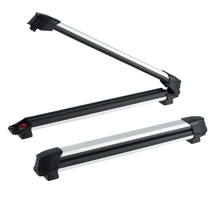 Ski & Snowboard Roof Rack, Carry up to 6 Pairs of Skis or 4 Snowboards, 2 PCS Aluminum Universal Car Roof Rack with Lock & Rubber Padding, Carrier for Fishing Rod, Fit Most Slotted Crossbars image 1