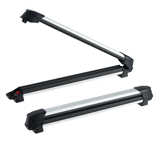 Ski & Snowboard Roof Rack, Carry up to 6 Pairs of Skis or 4 Snowboards, 2 PCS Aluminum Universal Car Roof Rack with Lock & Rubber Padding, Carrier for Fishing Rod, Fit Most Slotted Crossbars image 1