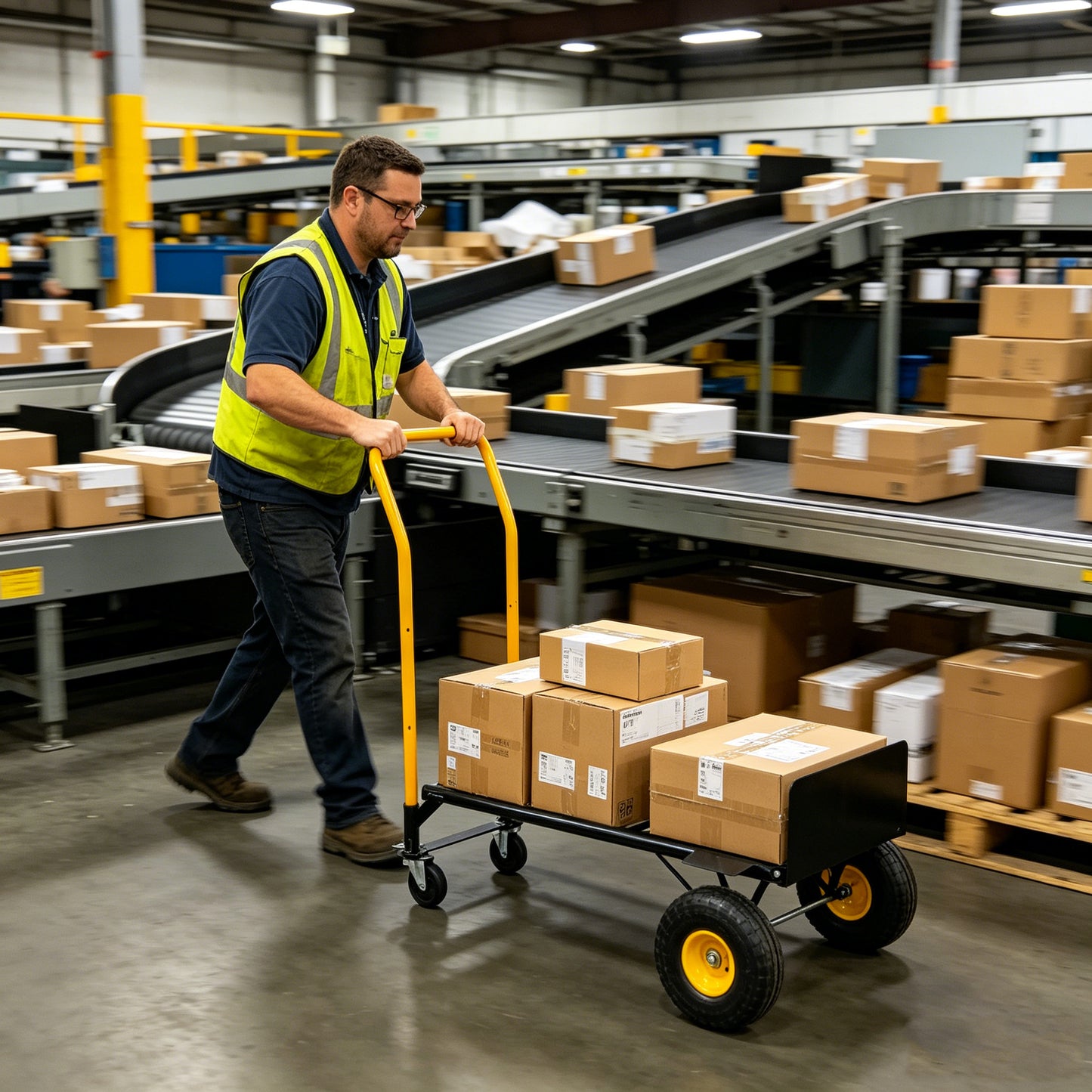 HT1006BK-YL Hand Truck Dual Purpose 2 Wheel Dolly Cart and 4 Wheel Push Cart with Swivel Wheels 330 Lbs Capacity Heavy Duty Platform Cart for Moving/Warehouse/Garden/Grocery image 5