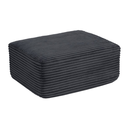 Corduroy Ottoman, Upholstered Cloud Ottoman for Boneless Couch in A Box, Compressed Memory Foam Footrest No Assembly Require,Black image 5