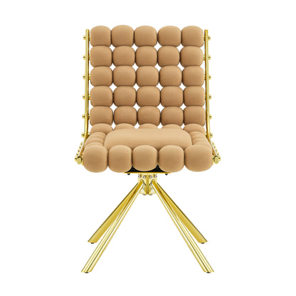 Set of 2 Tufted Ball Backrest Swivel Chair with Gold Metal Legs, Stylish Armless Chair for Home Office, Bedroom & Dining Area image 7