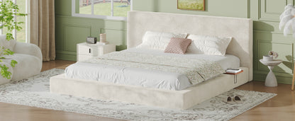 AirFrame King Bed Frame with adjustable Sliding Side Table, 8.7'' Cloud Upholstered Sponge Cushion, Easy Assembly (Off-White). image 12