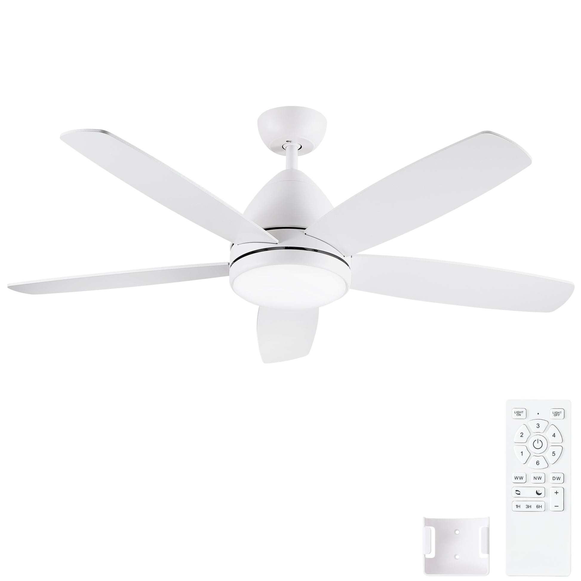 52 in. Indoor White Ceiling Fan with Intergrated LED Light Kit, Remote Control, 5 Plywood Blades and Work with Smart APP image 10