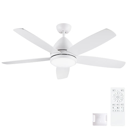 52 in. Indoor White Ceiling Fan with Intergrated LED Light Kit, Remote Control, 5 Plywood Blades and Work with Smart APP image 10