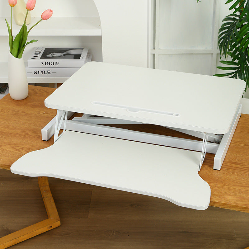 32 Inch Desk Converter, Height Adjustable Sit to Stand Riser, Dual Monitor and Laptop Workstation with Wide Keyboard Tray, Standing Computer Desk, WHITE image 9