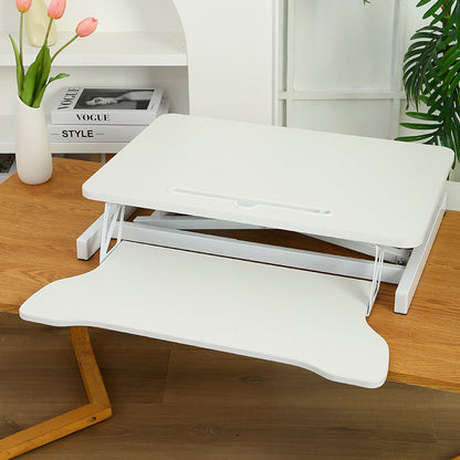 32 Inch Desk Converter, Height Adjustable Sit to Stand Riser, Dual Monitor and Laptop Workstation with Wide Keyboard Tray, Standing Computer Desk, WHITE image 9