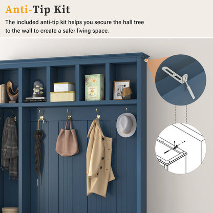 U-Can Entryway Hall Tree with Coat Hooks, Shoe Bench & Drawer Storage Cabinet image 10