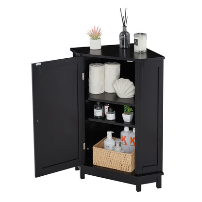 Black Bathroom Cabinet Triangle Corner Storage Cabinet with Adjustable Shelf Modern Style MDF Board(Old SKU:N725P172615B) image 11