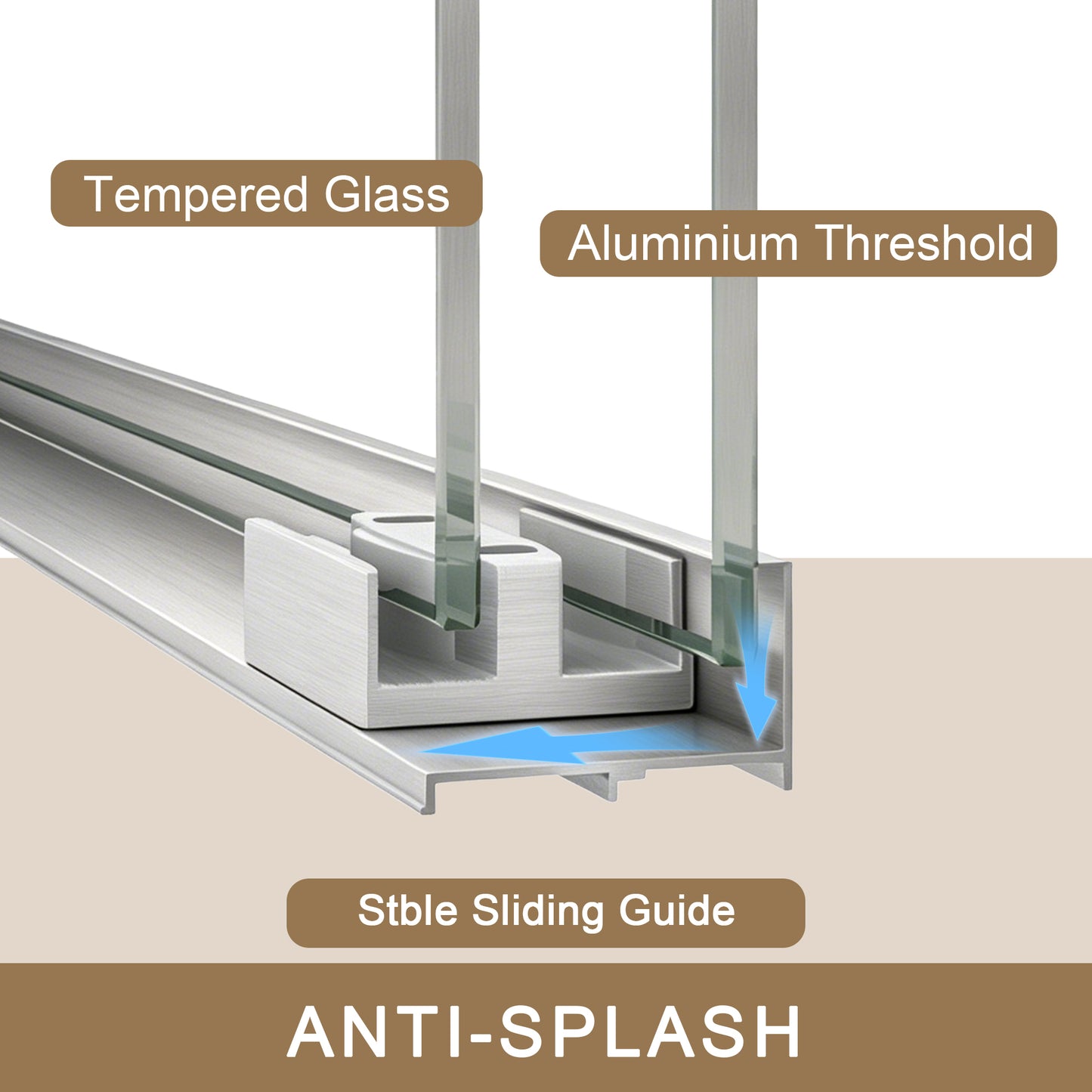 56-60 " x 72" Tempered Glass, Aluminum Frame Double Sliding Shower Door, "1/4 (6 mm), Stainless Steel handle,Brushed Nickel image 2