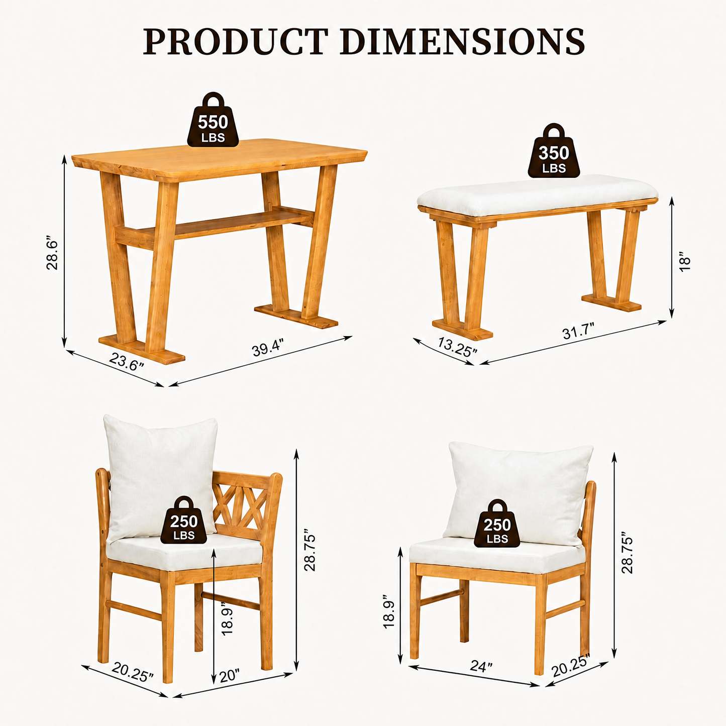Small Farmhouse Solid Wood Kitchen Nook Dining Room Breakfast Nook Table Set for 6, Space Saving High Top Corner Dining Table with Bench and Chairs (6 Piece) image 8