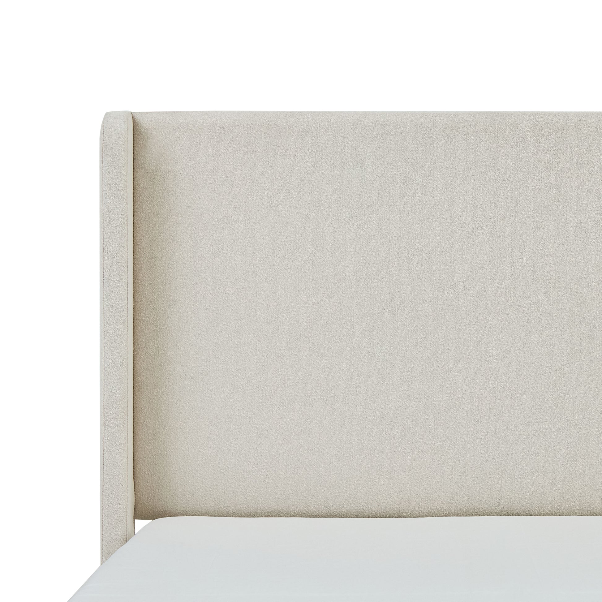 Carmen Upholstered Wingback Bed / Upholstered Platform Bed Frame / 52.3" High Headboard / Simplicity / Minimalist / No Box Spring Needed / Easy Assembly / King/ Ivory Boucle / No Noise image 11