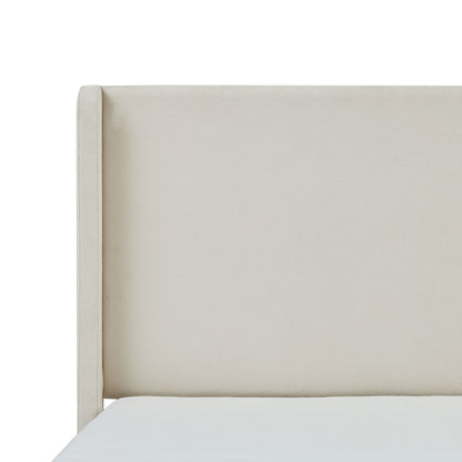 Carmen Upholstered Wingback Bed / Upholstered Platform Bed Frame / 52.3" High Headboard / Simplicity / Minimalist / No Box Spring Needed / Easy Assembly / King/ Ivory Boucle / No Noise image 11