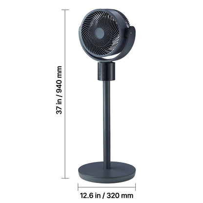 7-Inch Pedestal Fan, Oscillating Standing Floor Fan with DC Motor, Remote Control, 12 Speeds & 3 Modes, 15H Timer, Adjustable Height, Quiet for Home, Bedroom, Living Room, Study Room, Blue Gray image 3