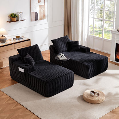 New-69" Cloud Sectional Couch, L-Shape Chaise with R-Shape Chaise with Deep Seat and Comfortable 2 Seater Couch for Modern Living Room,(Plush Fabric),Black image 3