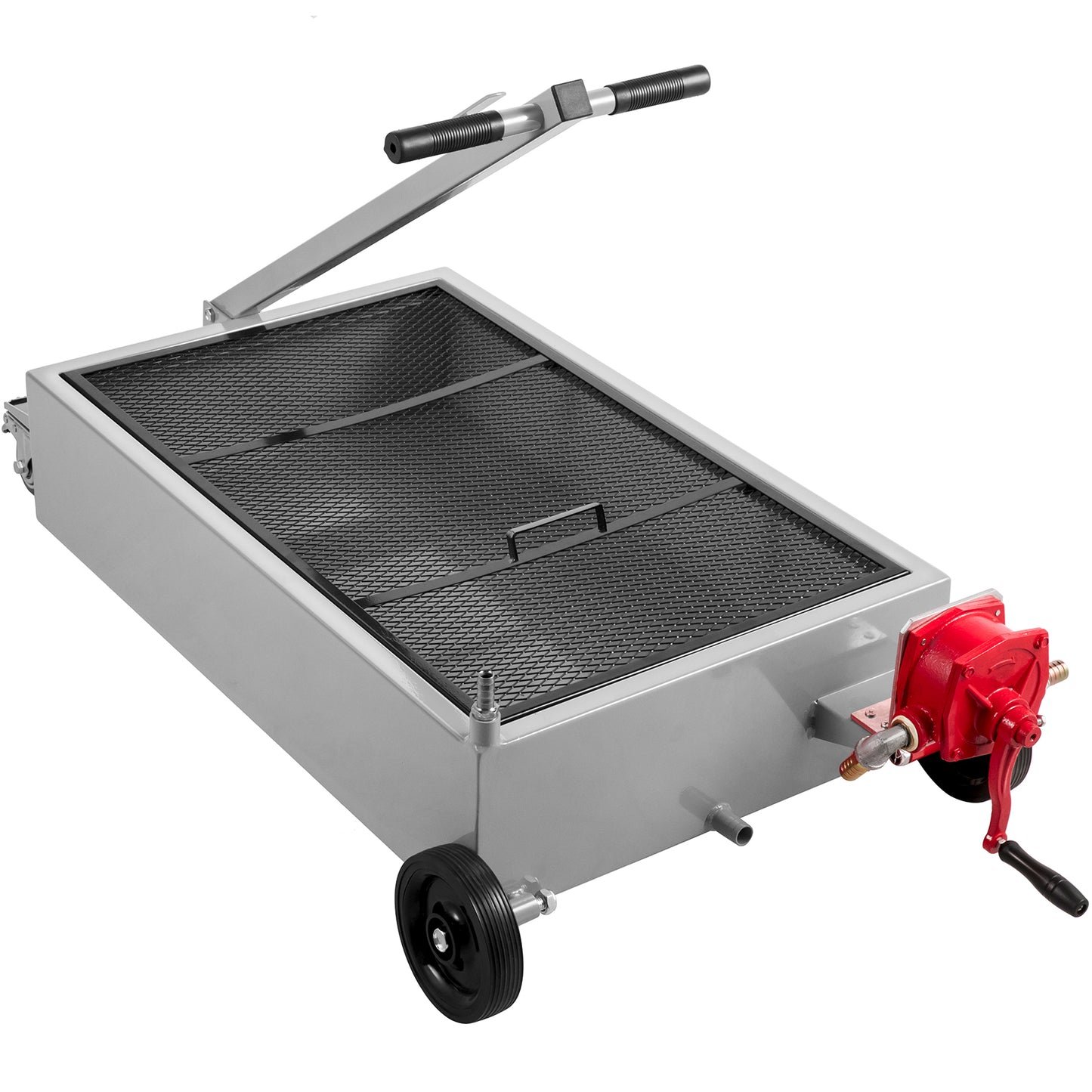 Oil Drain Pan 15 Gallon Oil Drain Tank, 57L Low Profile Oil Drain Pan, Large Capacity Oil Change Pan, Foldable Hand, with Pump, Hose, Swivel Casters Wheels for Car, SUV, Trucks Oil Draining image 3
