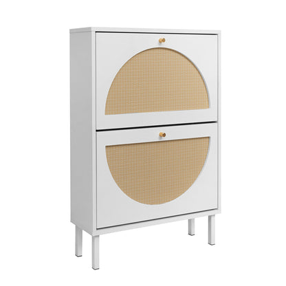 2 Door Shoe Rack, Rattan, Double Layer, Suitable for Living Room, Hallway image 8