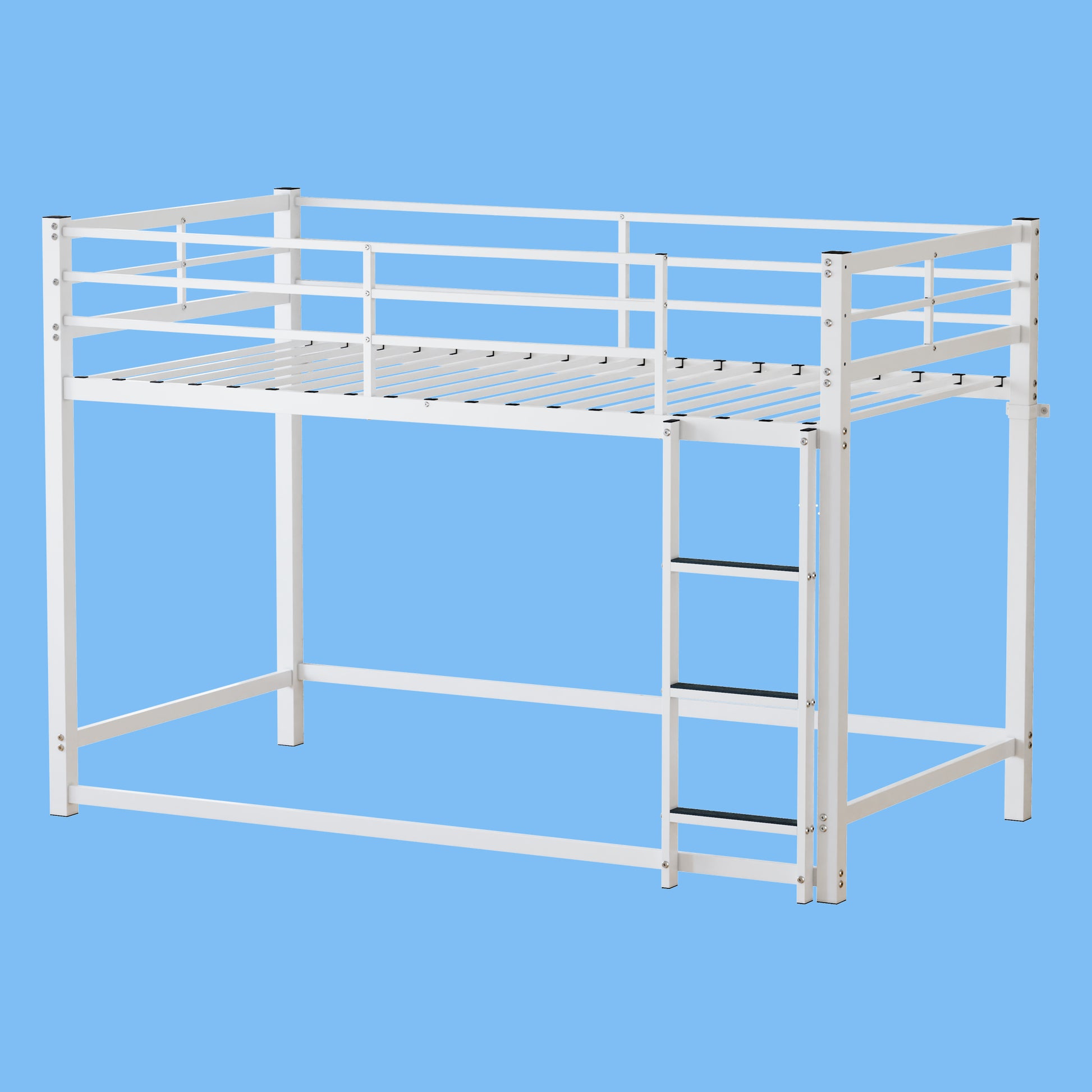 Bunk Bed with Ladder and high Guardrail Metal Bunk Bed, Storage Space, Noise Free,Twin Over Twin Size,WHITE image 8