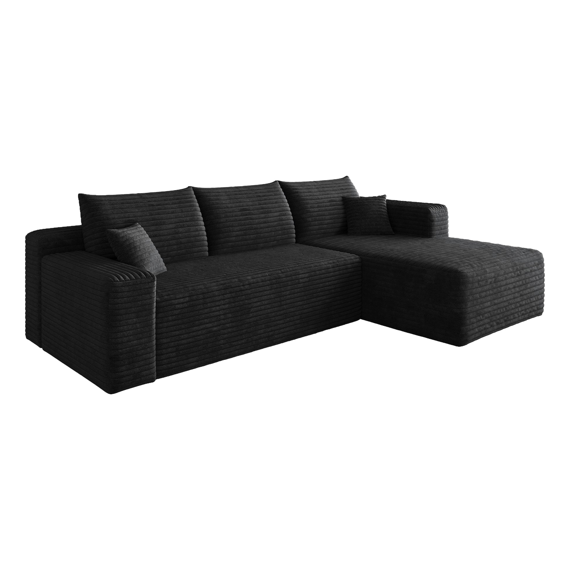95" Cloud Sectional Sofa,Modern Minimalist Upholstered Couches, Comfort U Shaped Sofa for Living Room,Deep Seat Corner Couch,No Assembly Required,Black (Plush Corduroy Fabric) image 12