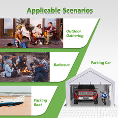 13x20 Heavy Duty Steel Carport Storage Canopy Garage Tent w/ Removable Sidewalls