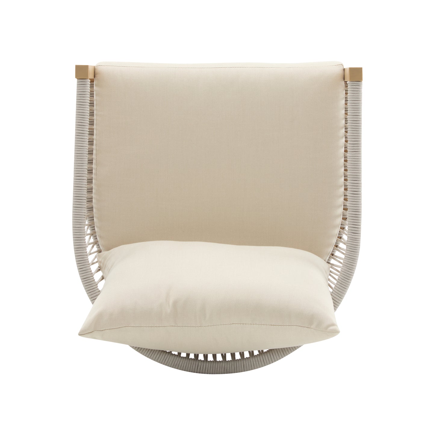 Modern Beige Curved Aluminum Lounge Chair with Stylish Rope-Weave Design and Cushioned Comfort, Perfect for Outdoor Living image 7