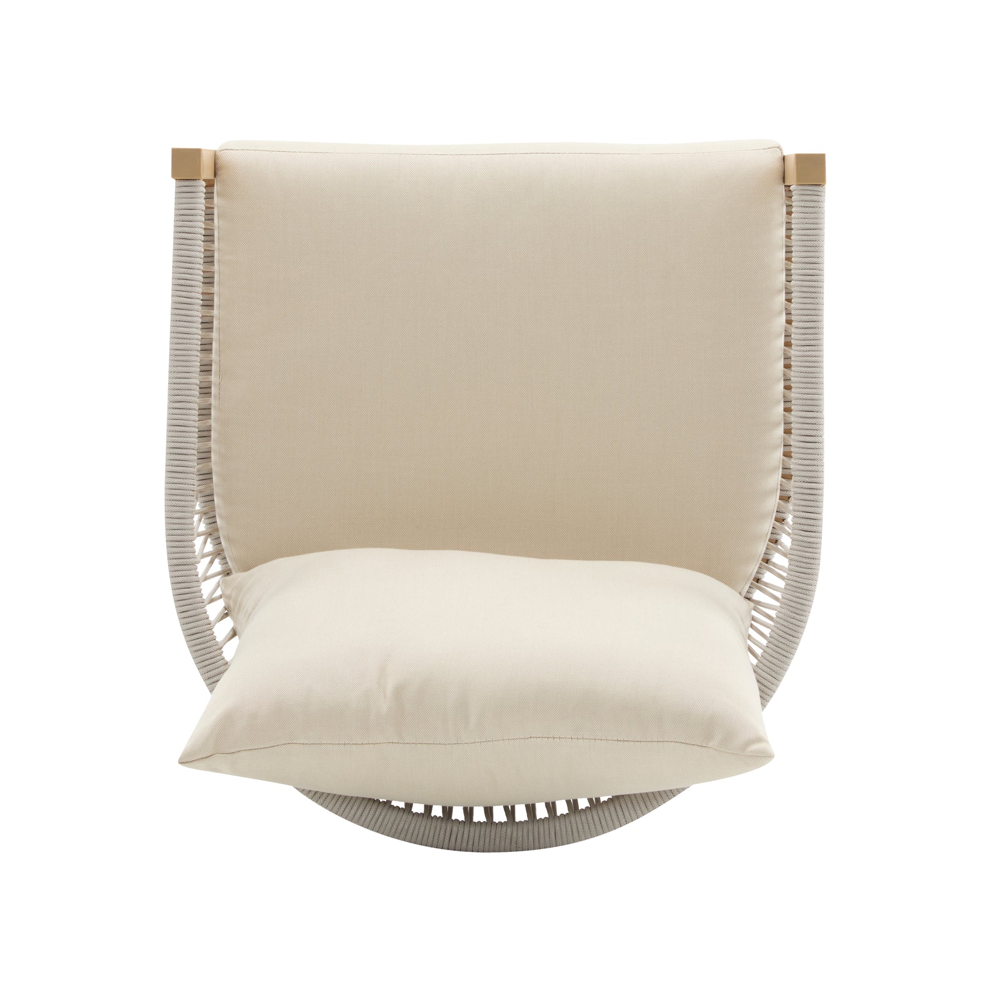 Modern Beige Curved Aluminum Lounge Chair with Stylish Rope-Weave Design and Cushioned Comfort, Perfect for Outdoor Living image 7