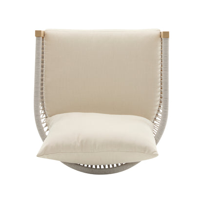 Modern Beige Curved Aluminum Lounge Chair with Stylish Rope-Weave Design and Cushioned Comfort, Perfect for Outdoor Living image 7
