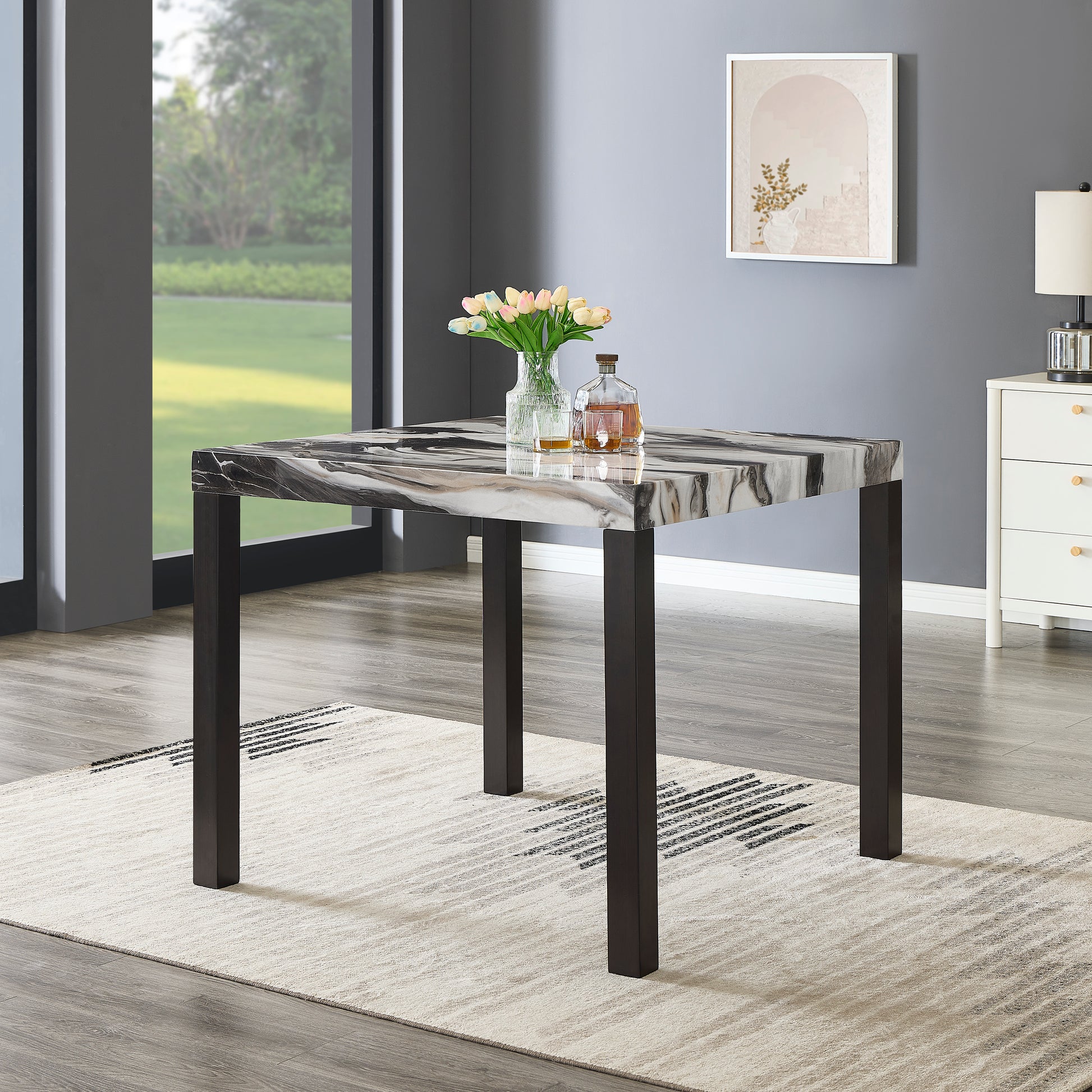 Cavira Modern Faux Marble Counter Height Dining Table image 1