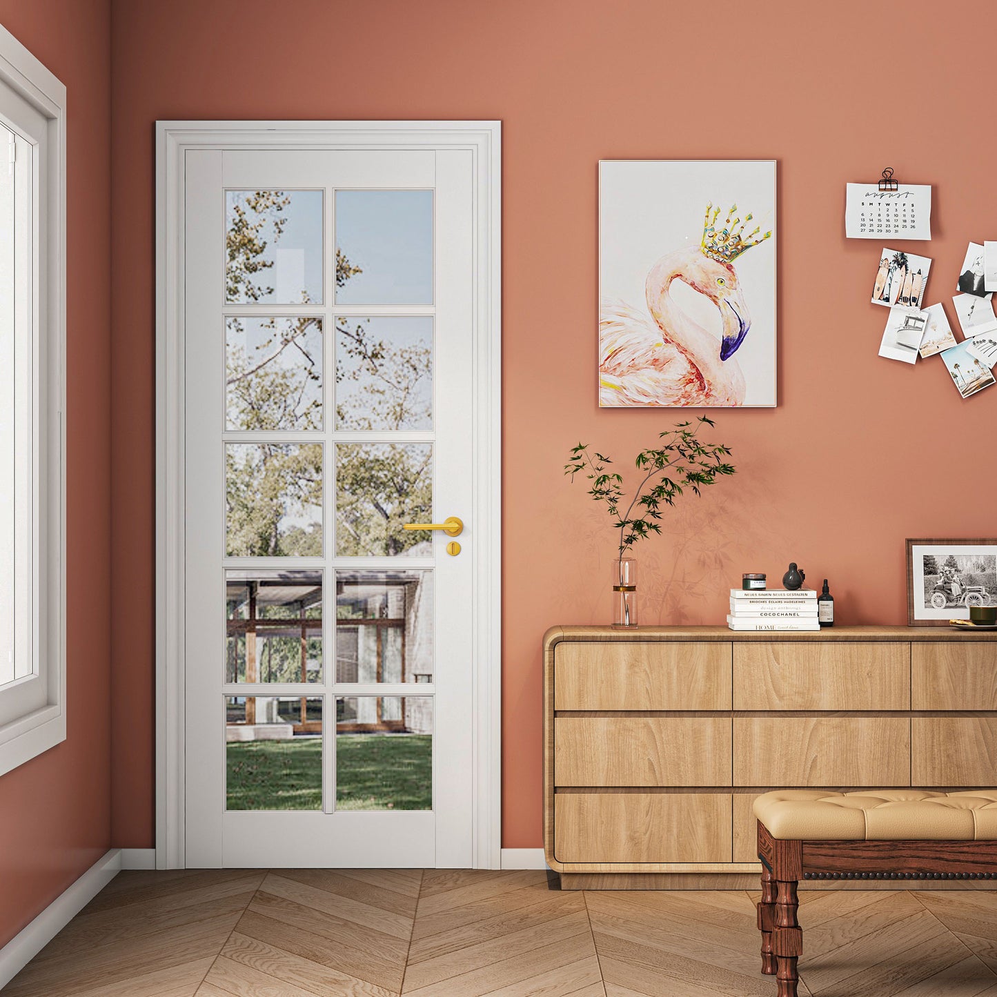 32" X 80"10-Lite Preassembled Clear Glass French Door, for Closet Pantry Bedroom Livingroom Study Office kitchen, Barn Doors-Shaker w/o Hardware image 3
