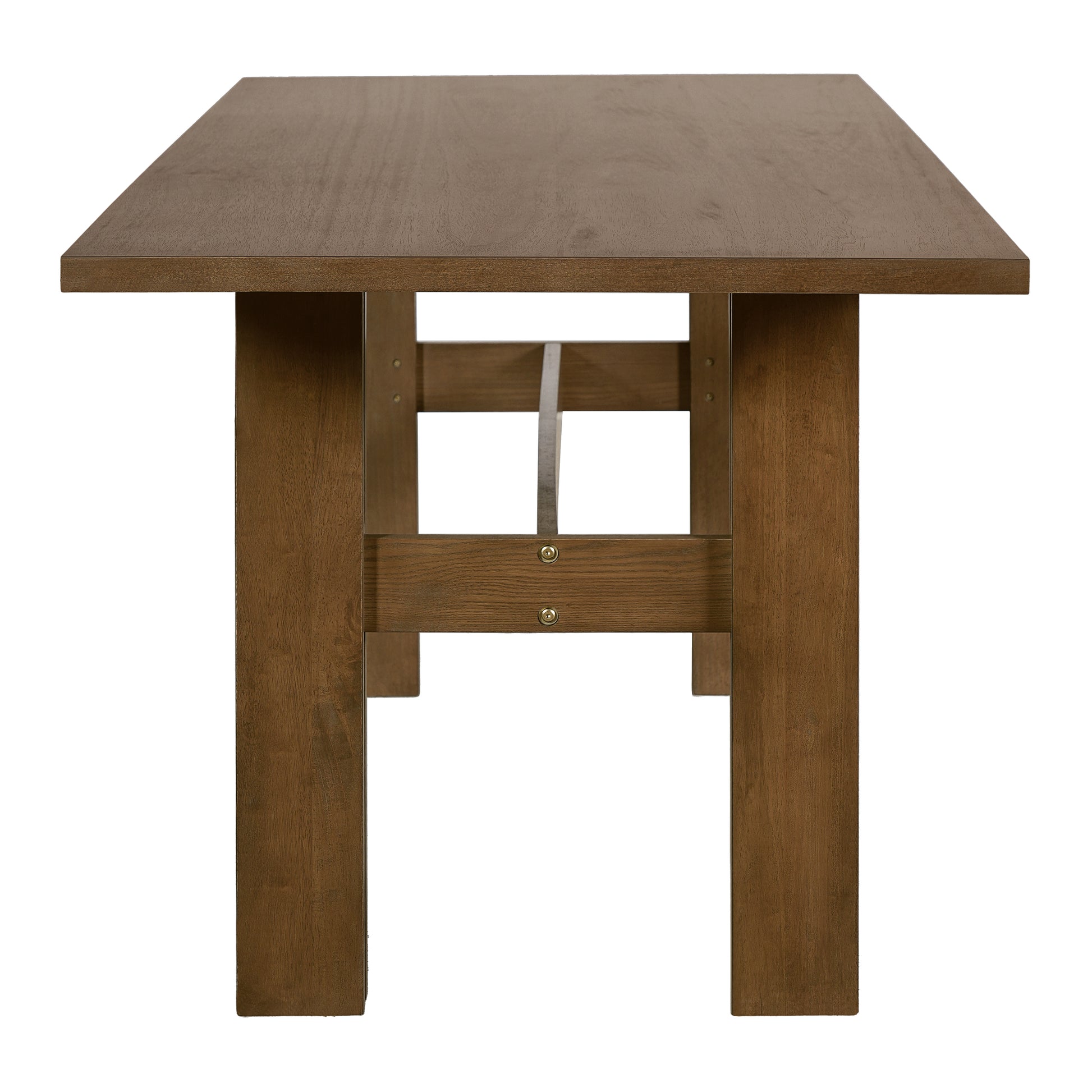 7 Pieces Modern Dining Set, Rustic Farmhouse Solid Wood Kitchen Table Set for 6, 71'' Large Retro Country Dinner Set with Walnut Chair, for Dining Room, Kitchen, Walnut image 8