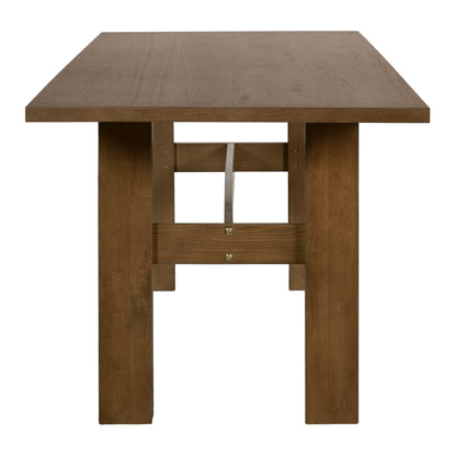 7 Pieces Modern Dining Set, Rustic Farmhouse Solid Wood Kitchen Table Set for 6, 71'' Large Retro Country Dinner Set with Walnut Chair, for Dining Room, Kitchen, Walnut image 8