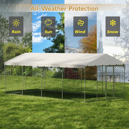 10x20 FT Large Outdoor Dog Kennel with Canopy, Heavy Duty Galvanized Steel Frame, Waterproof Cover, All-Weather Protection, Escape-Proof Lockable Pet Playpen for Large Dogs, Multiple Animals. image 4