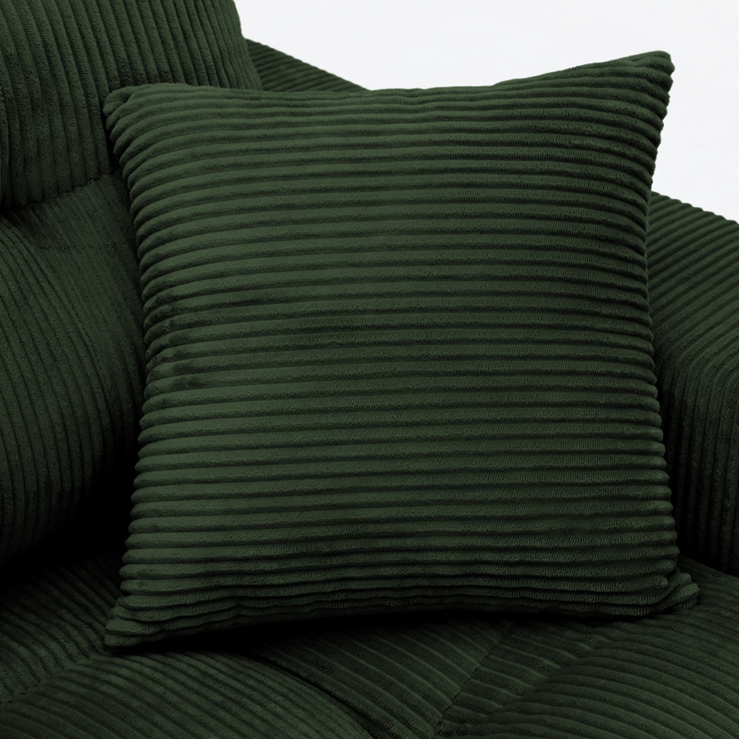 Corduroy Corner Chaise Compression Sofa Bed, L-Shaped Sectional Couch with High-Density Sponge, No-Assembly Required Convertible Sofa for Living Room, Apartment, Guest Room(Green) image 7